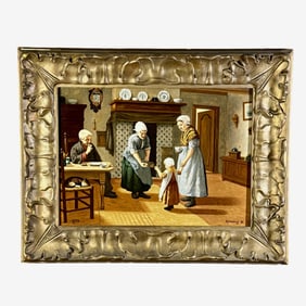 Large Rozenburg TIle Painting After Artz