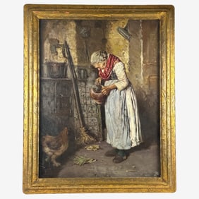 Signed Italian School Oil Interior