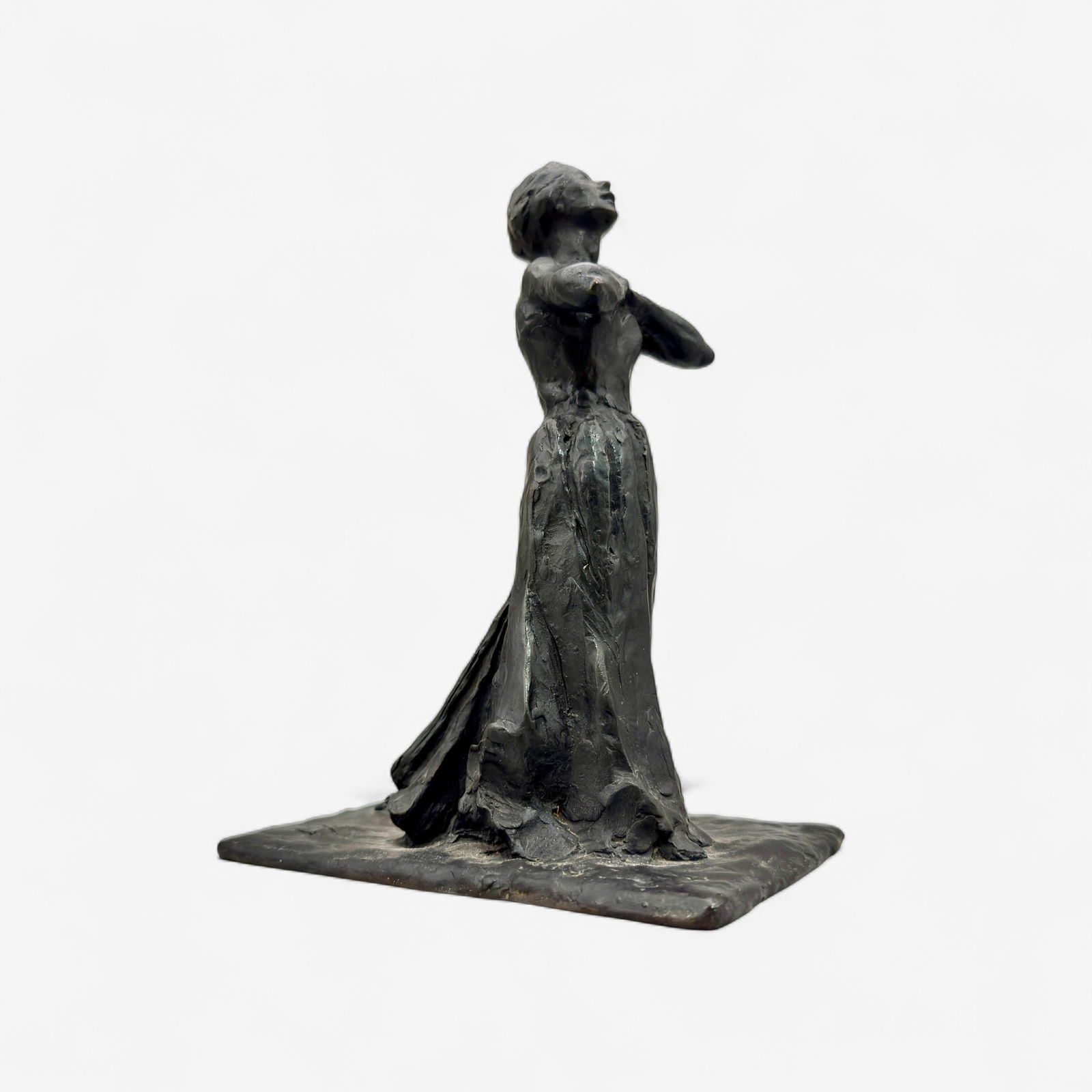 Brobnze Figure by Aaron Shikler: Aaron Shikler (American/New York, 1922-2015). Bronze, with devotional figure kneeling, signed at base and numbered 3/7. Ht. 8".