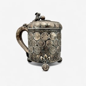 Danish Silver Stein with Embedded Coins