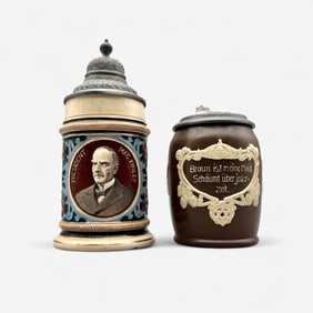 Pair of Steins, Mettlach and McKinley Memorial