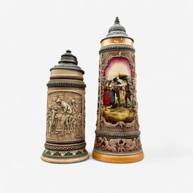 Pair of Large German Steins