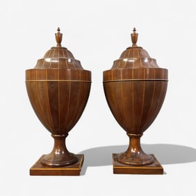 Pair of Sheraton Inlaid Urn Form Knife Boxes