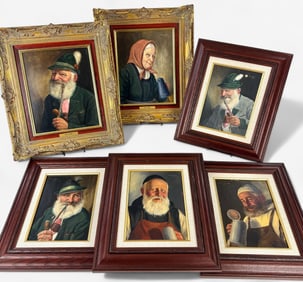 Group of Six Fritz Muller Portraits on Board