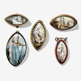 Group of 5 19th Century Memorial Pins