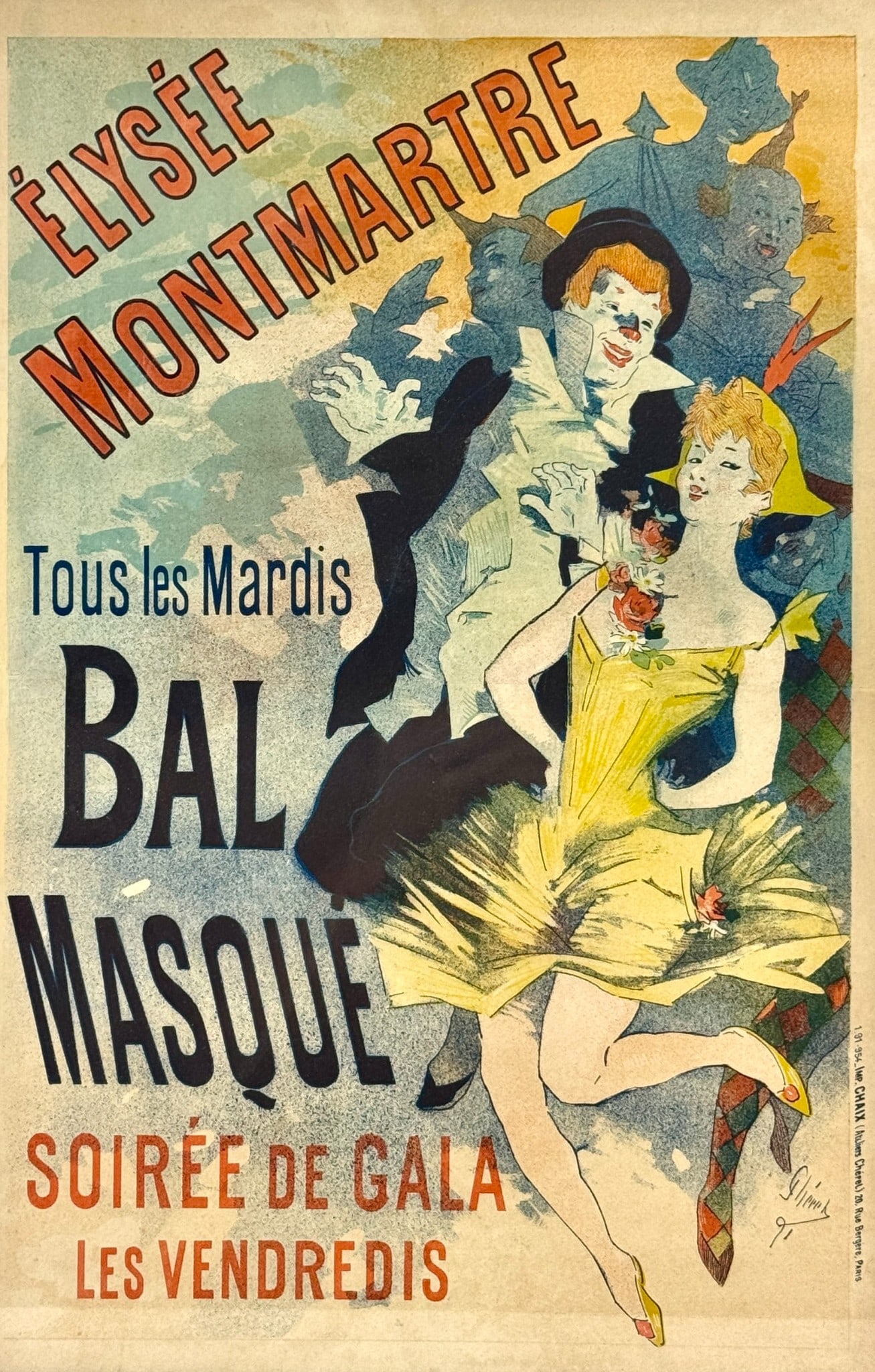 "Elysee Montmarte" Lithograph Poster by Jules Cheret (1 of 3)