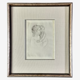 "Antoine Holding Her Child", Mary Cassatt Etching
