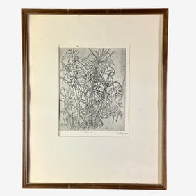 "Plants II" Etching by Gabor Peterdi