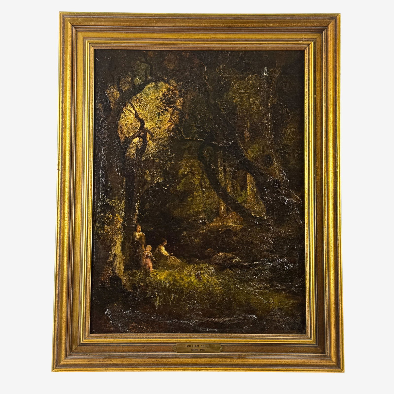 Western Landscape by William Keith: William Keith (American/California, 1838-1911). Oil on canvas board, unsigned but identified via plaque and "Montgomery Gallery" paperwork to verso, 17.25" x 13" (sight), 21" x 17" (framed).