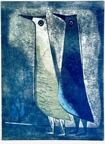 "Two Birds" Woodcut by Charles William Smith