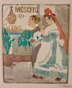 "Neopolitan Nurse Maid" Woodblock by Ethel Mars