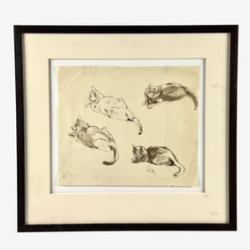 "Page of Cats #2" Pen & Ink by Peggy Bacon