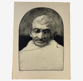 Etchings by Charles Wells, Ghandi and Hart Crane