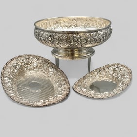 Three Sterling Silver Repousse Items