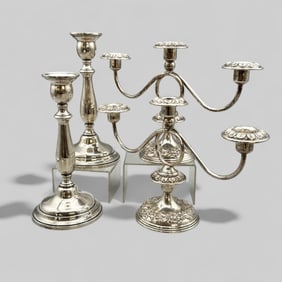 Two Pairs of Sterling Weighted Candlesticks