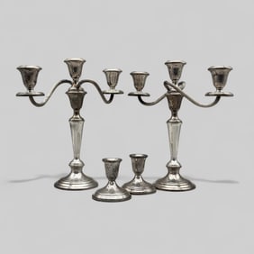 Group of Weighted Sterling Candelabra