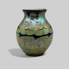 Tiffany Style King Tut Art Glass Vase