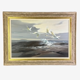 Geese Over Water by Manfred Shatz