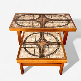 Danish Modern Teak Tile-top Tables by Trioh