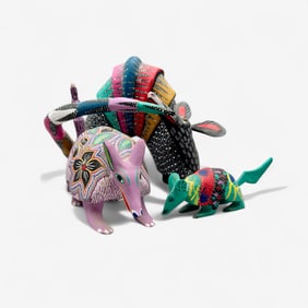 Group of Three Handpainted Mexican Armadillos