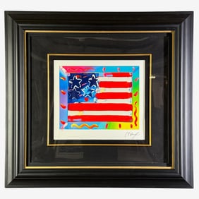 Peter Max (German/American b.1937), Flag with Heart
