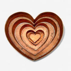 Graduated Copper Heart Shaped Trays