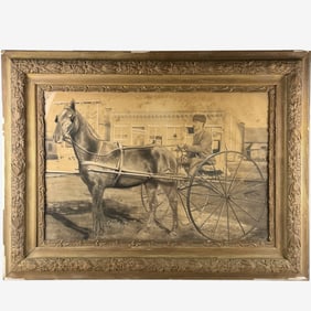 "Cow Boy" Enhanced 19th Century Photograph of Sulky Rider