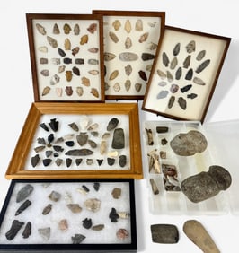Large Collection of Arrowheads and Stone Tools