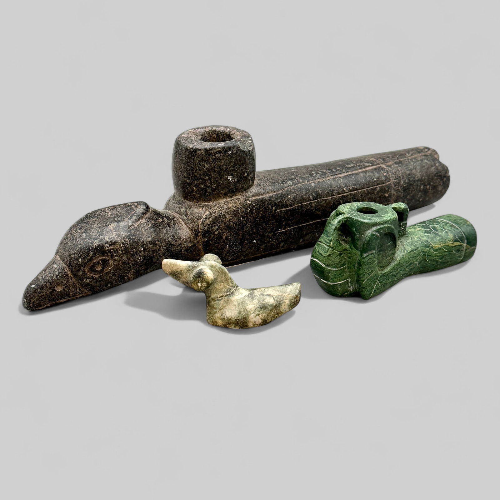 Three Carved Stone Artifacts, Two Pipes (1 of 13)