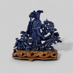 Chinese Lapis Figure of a Guanyin