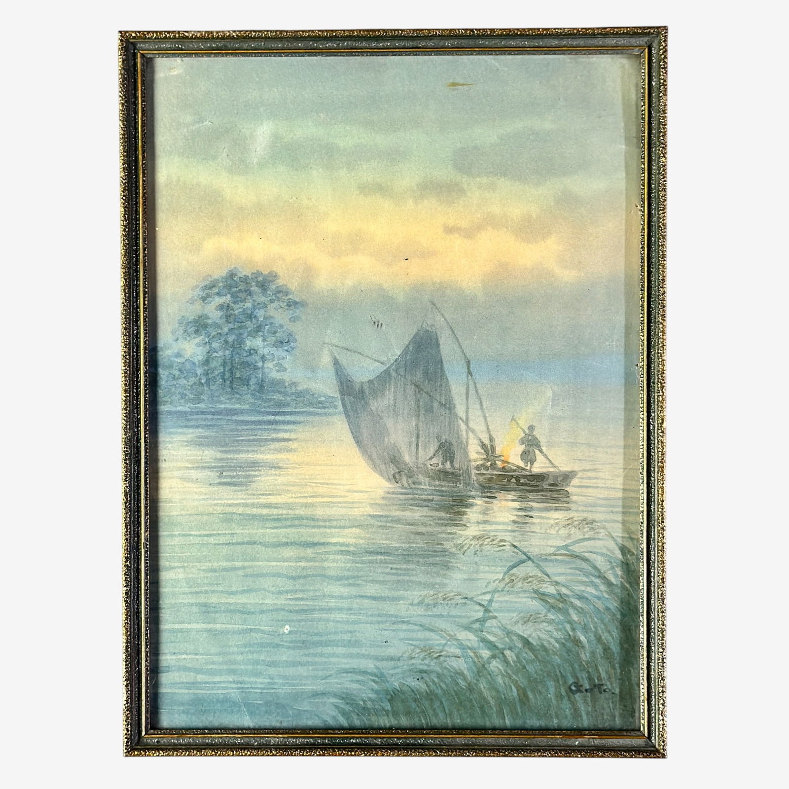 Japanese Watercolor by Koshi Goto: Koshi Goto (Japanese, 1893-1929). Watercolor on paper, signed l.r. 12.5" x 9.5" (sight), 13.5" x 11.5" (framed).