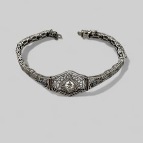 Art Deco Filigree 14k Bracelet with Diamond