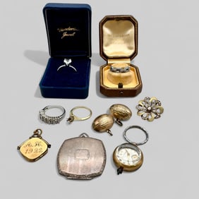 Group of Antique Jewelry Incl. Gold/Sterling