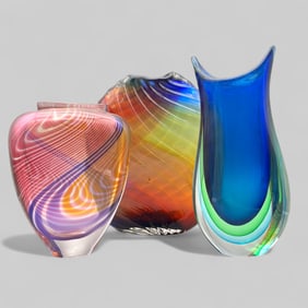 Three Contemporary Art Glass Vessels