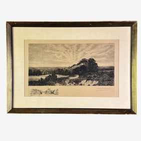 4 Landscape Etchings, Framed