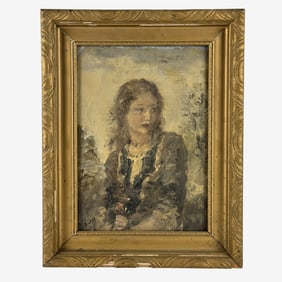 French Oil on Board Portrait