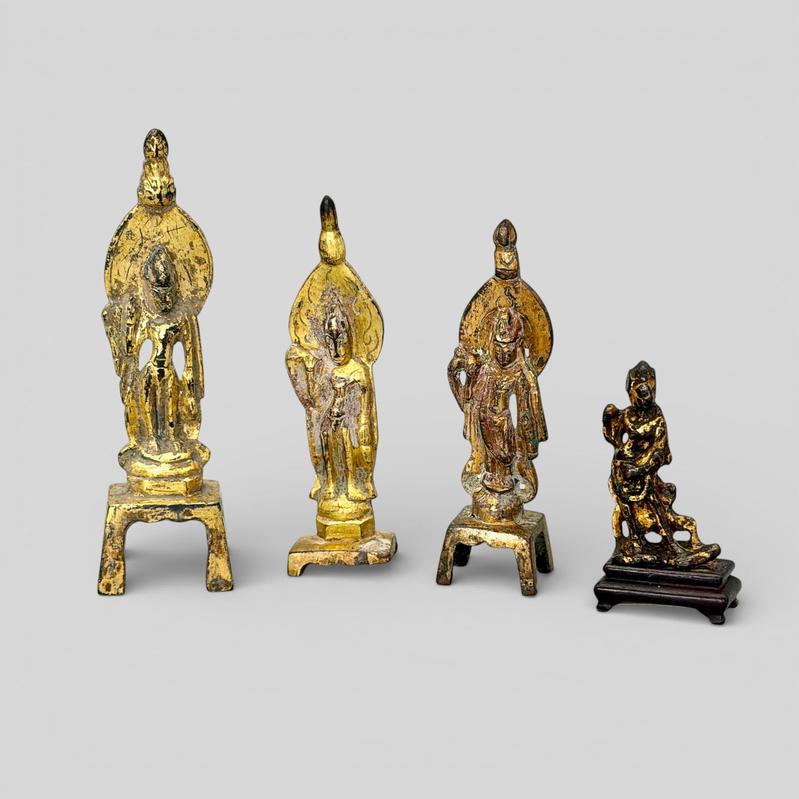 Four Small Buddhist Gilt Bronze Stele's (1 of 4)