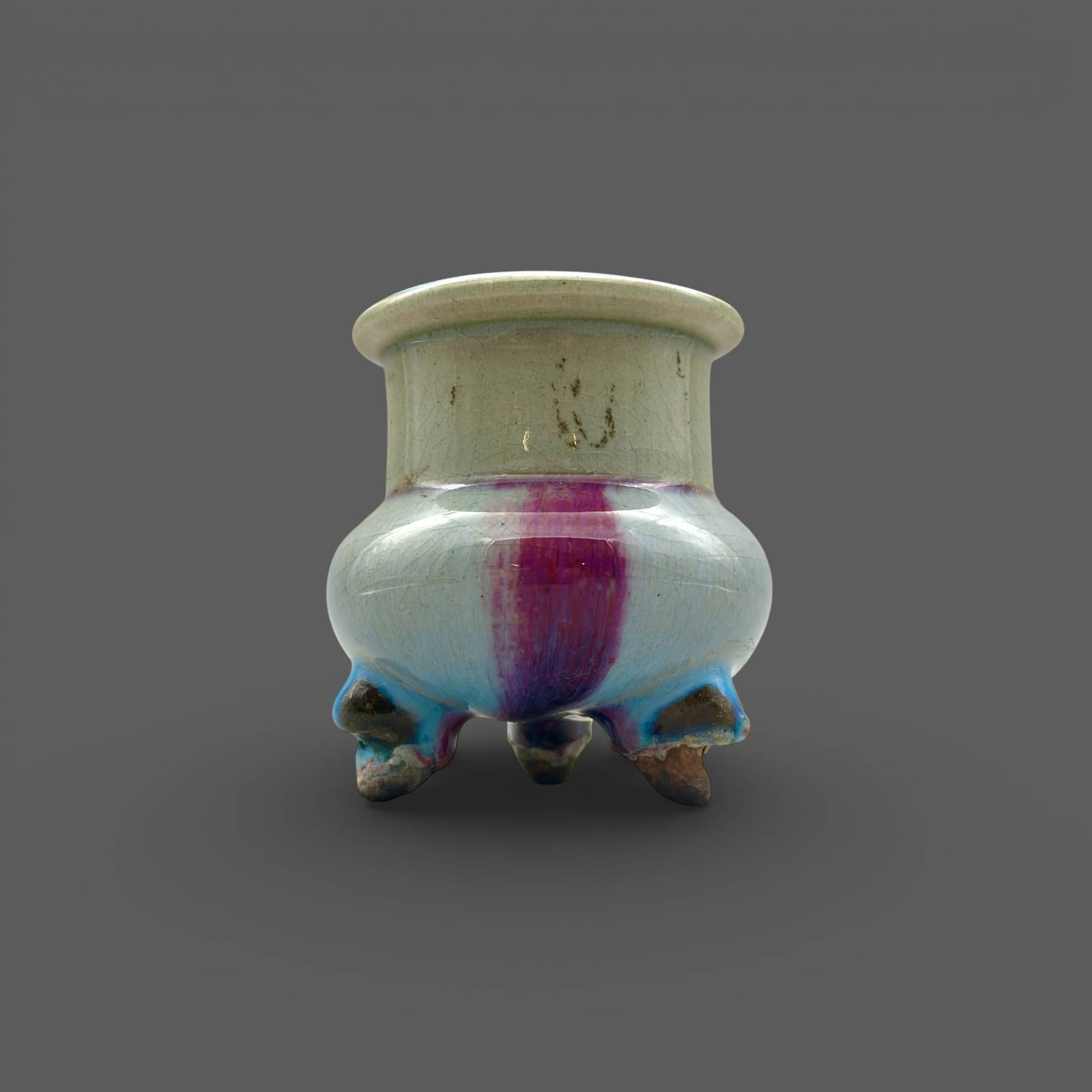 Jin/Yuan Purple Splashed Tripod Censer