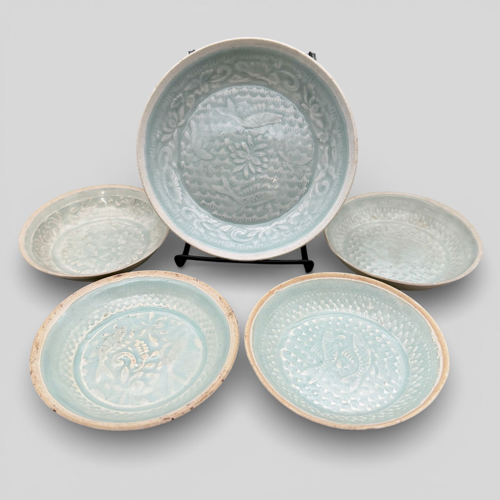 Five Small Carved Qingbai Bowls (1 of 9)