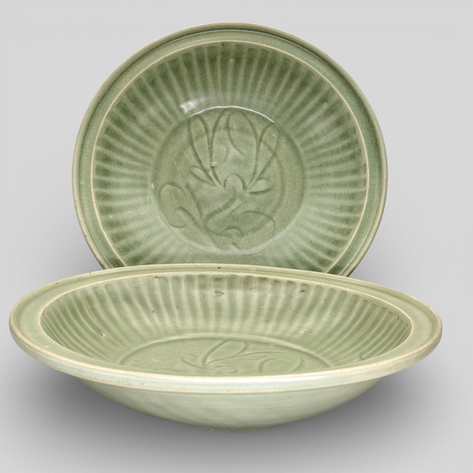 Pair of Longquan Celadon Chargers (1 of 11)