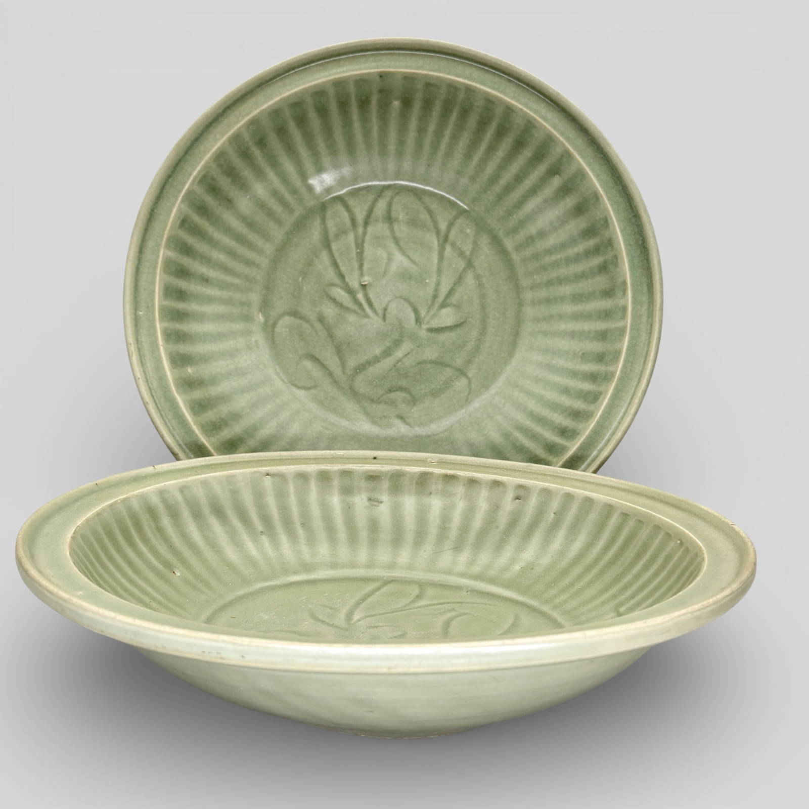 Pair of Longquan Celadon Chargers