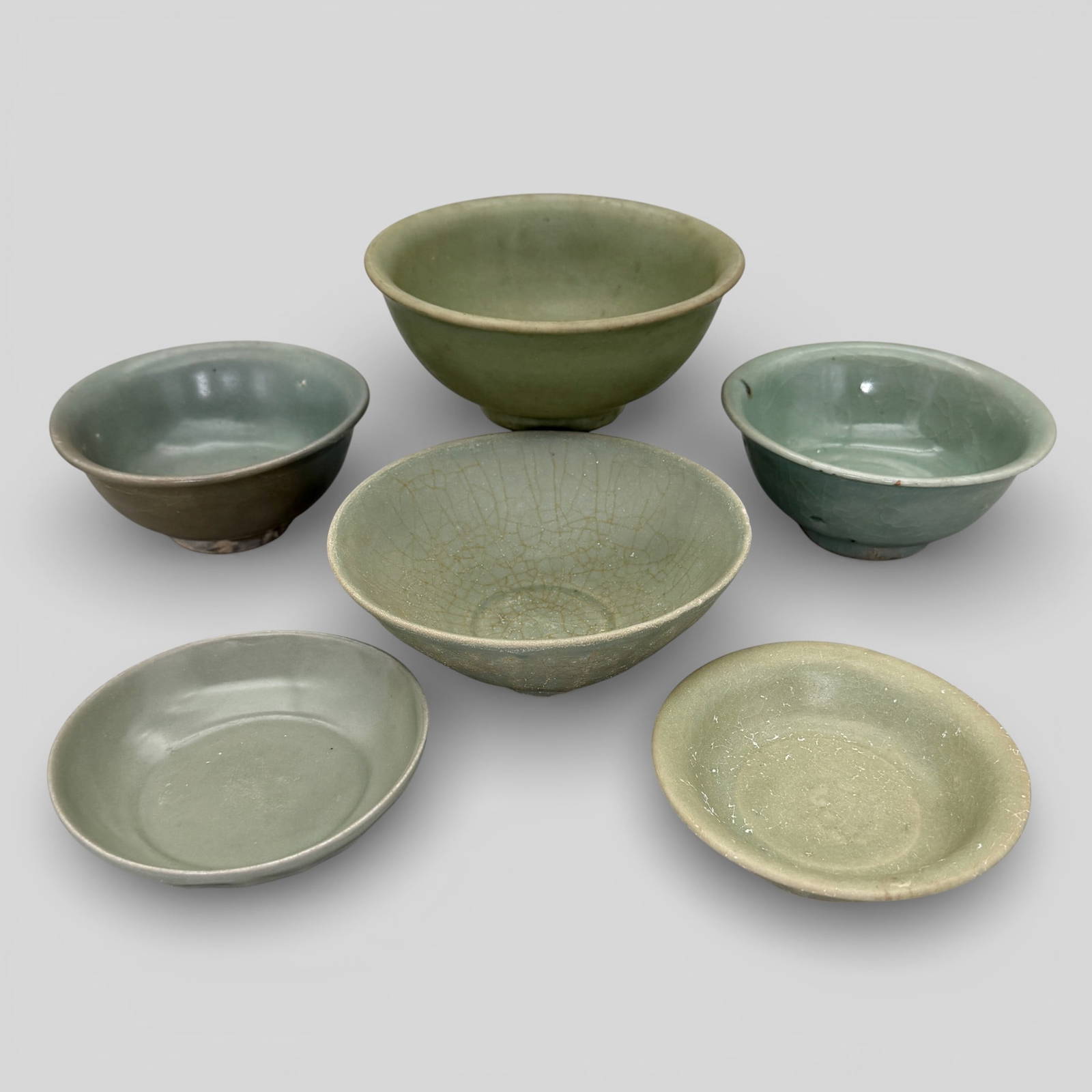 Six Longquan Celadon Bowls