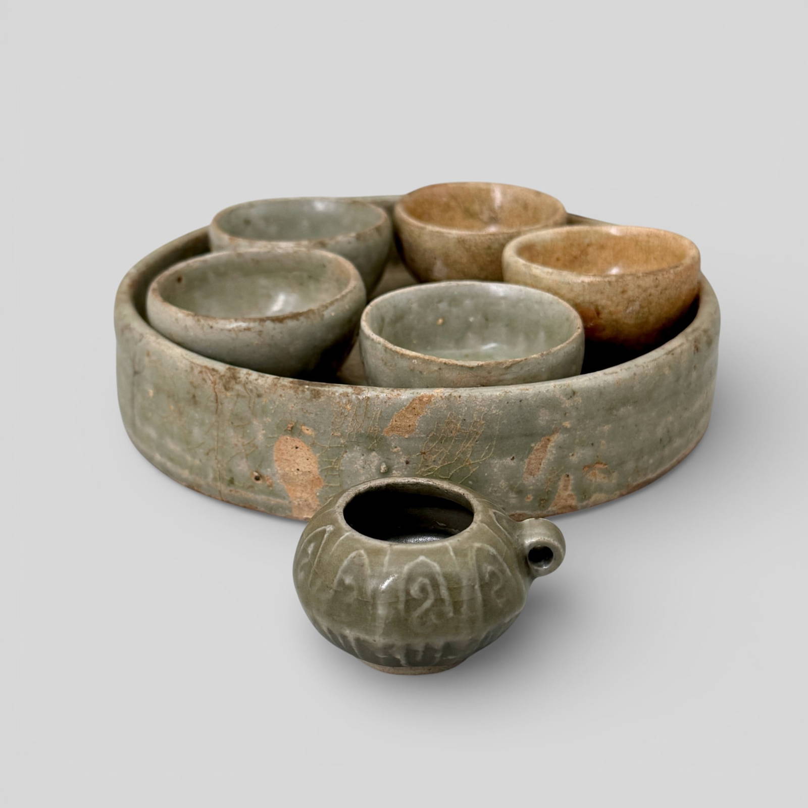 Longquan Celadon Saki Set with Miniature Jar