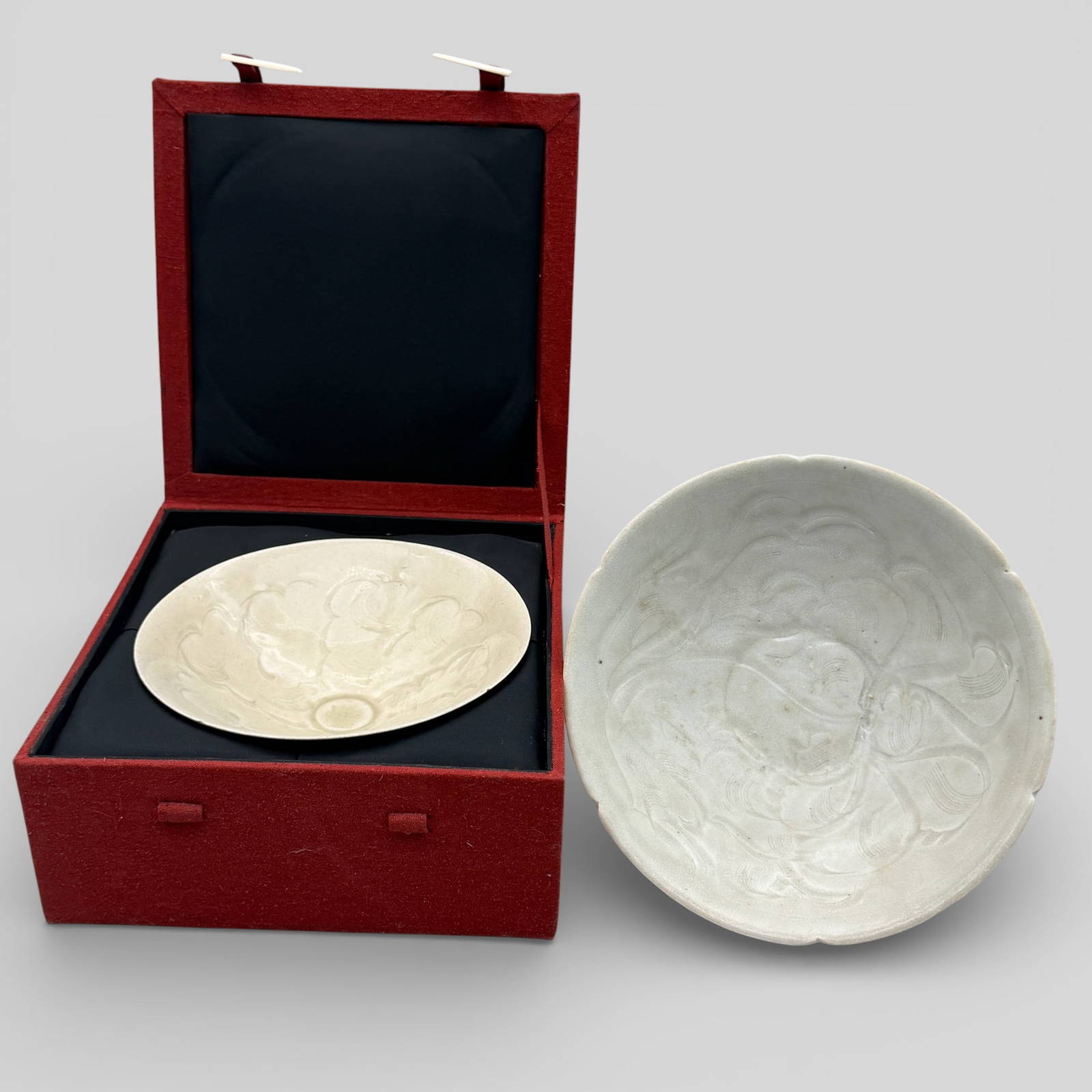 Pair of Celadon \"Cloud\" Bowls