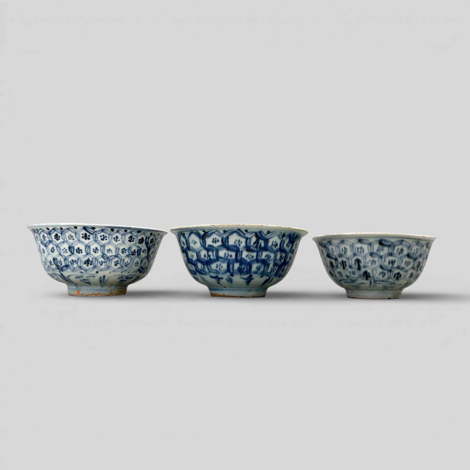 Three Ming Dynasty Blue and White Bowls