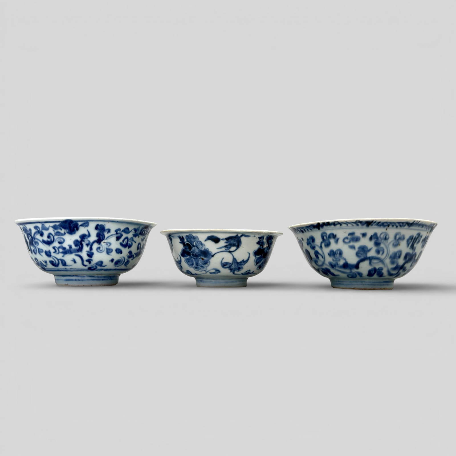 Three Ming Dynasty Blue and White Bowls