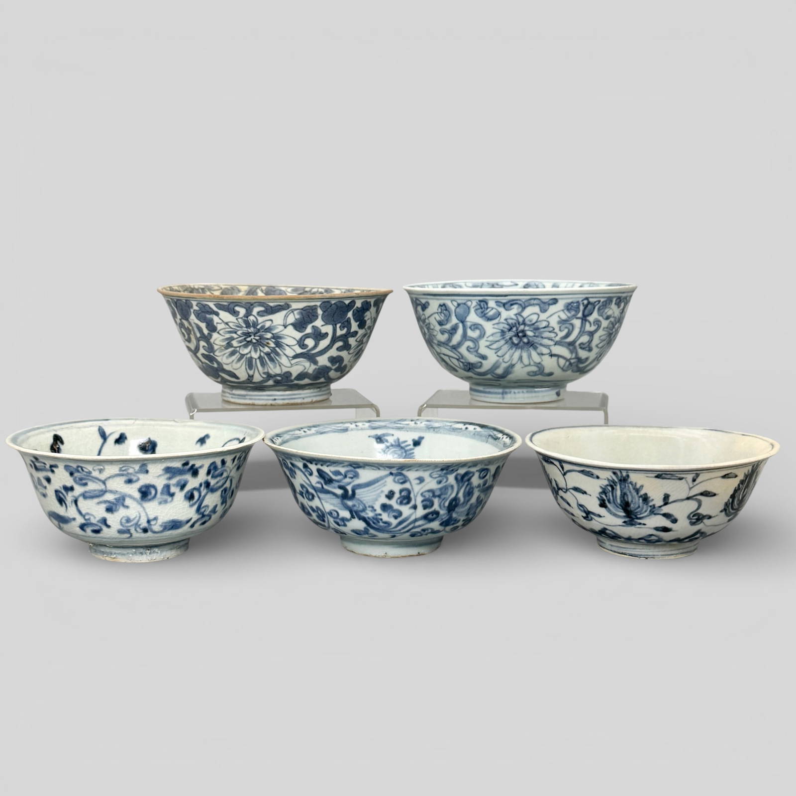 Five Blue and White Ming Dynasty Bowls