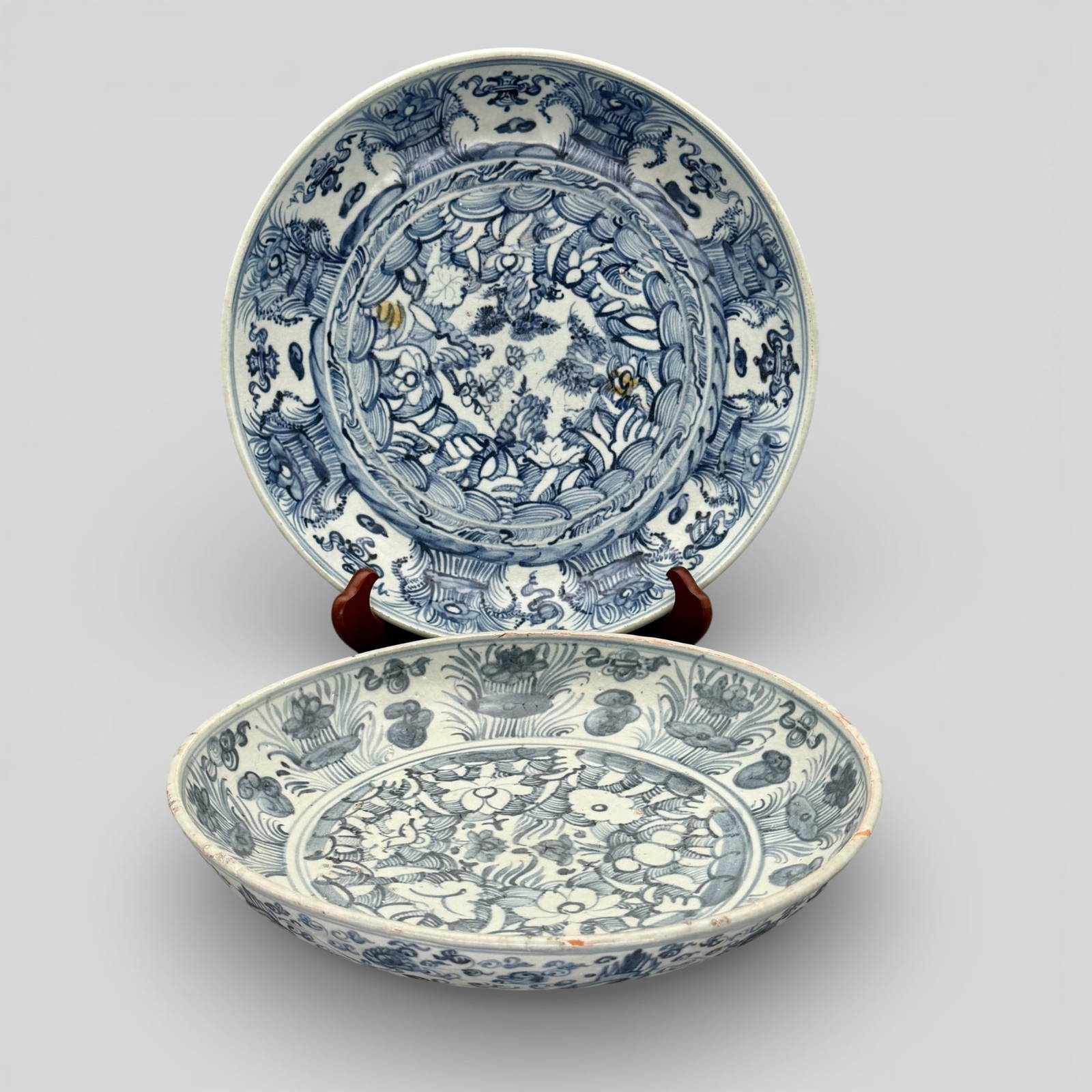 Pair of Ming Blue and White Chargers