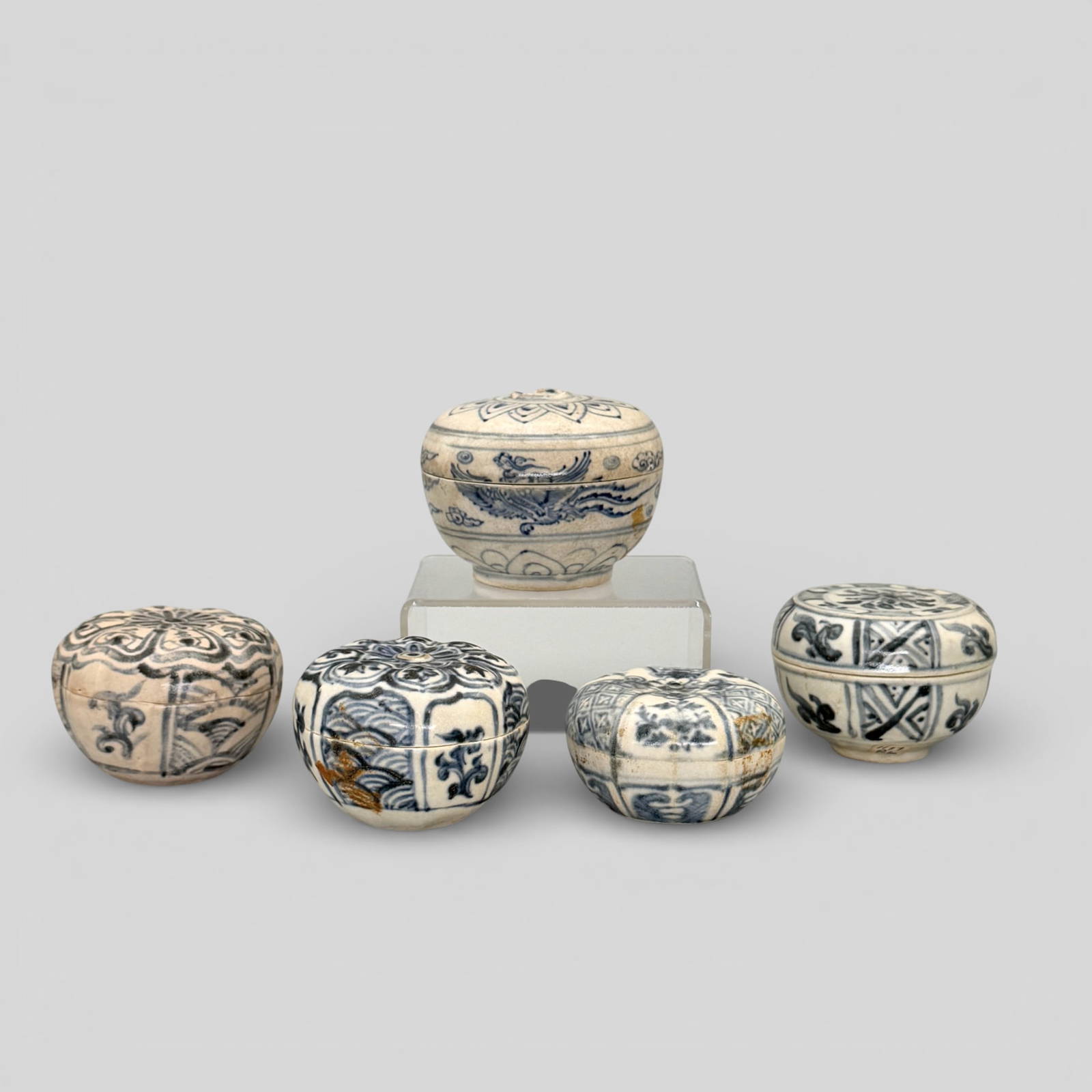 Five Ming Period Covered Boxes