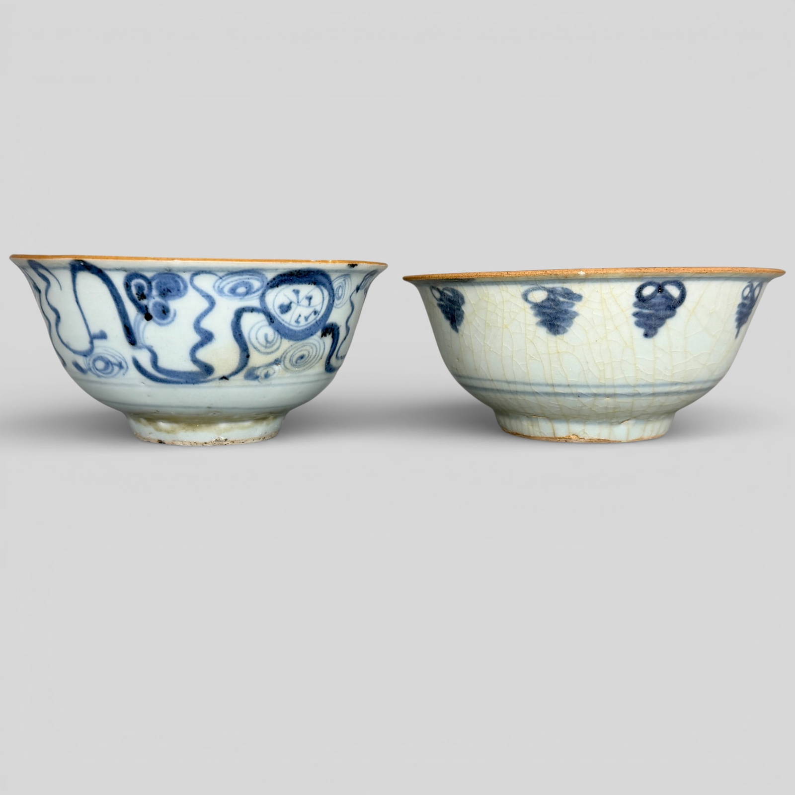 Pair of Ming Period Blue and White Bowls